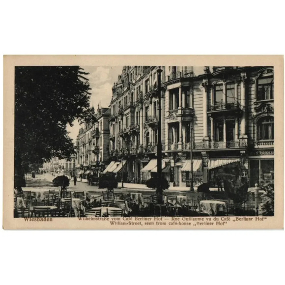 Wiesbaden. Wilhelmstr. from Cafe Berliner Hof Germany Postcard - Picture 1 of 2